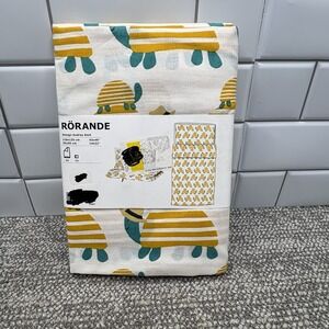 Ikea Rorande‎ Crib Duvet Cover PLUS Pillowcase Turtle Yellow UNISEX Bedding NEW